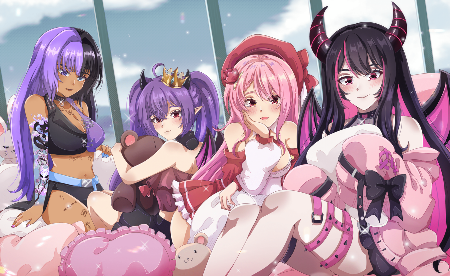 @hina11403 → with @oddkanna, @hanamimomo, & @riinahoshino